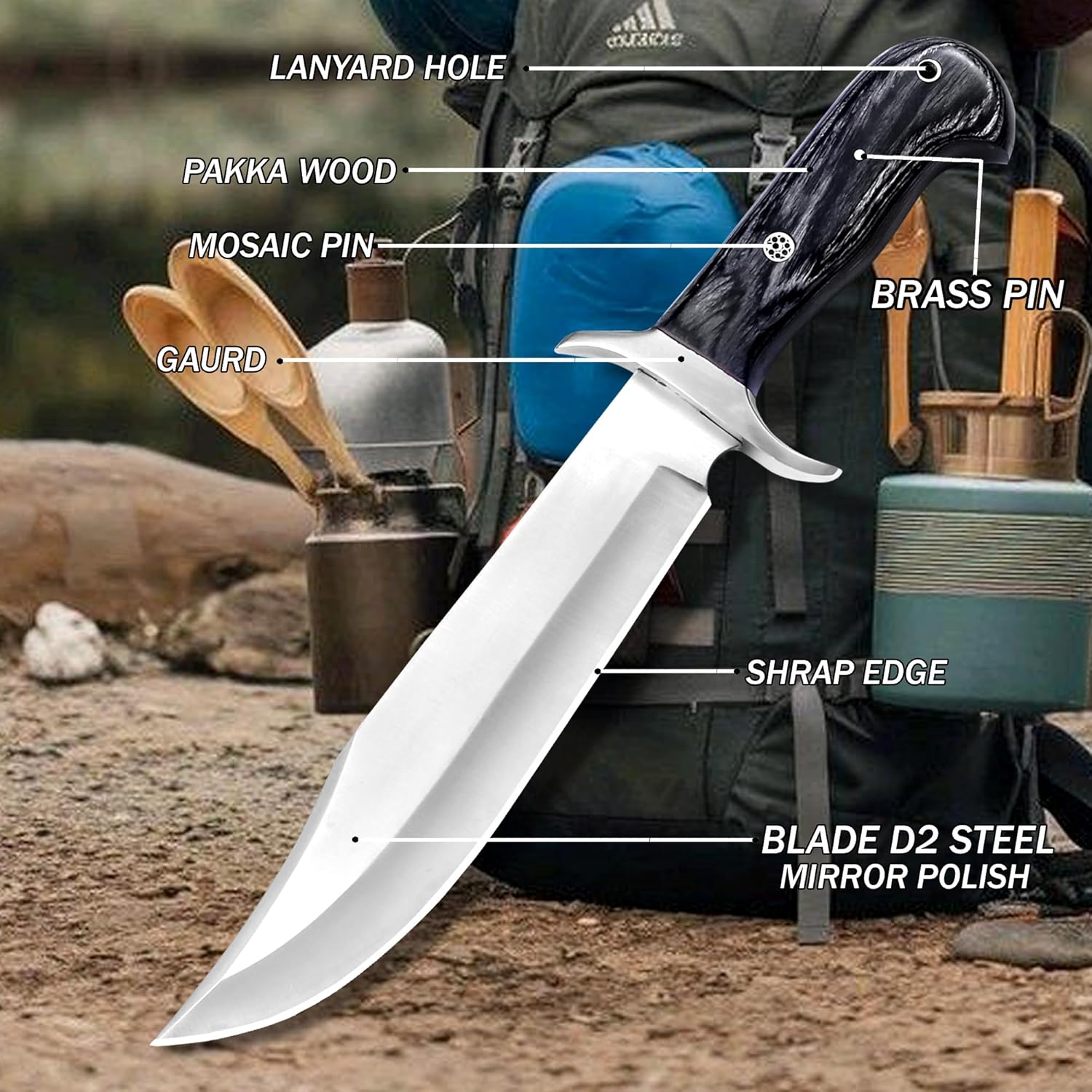d2 handmade bowie knife – 14 inch full tang hunting knife mega blades d2 handmade bowie knife – 14 inch full tang hunting knife mega blades
