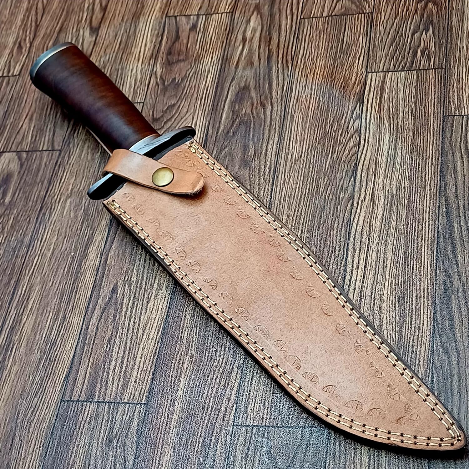 damascus hunting knife – 15” handmade steel bowie with sheath mega blades damascus hunting knife – 15” handmade steel bowie with sheath mega blades