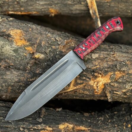 handmade carbon steel hunting bowie knife with leather sheath mega blades
