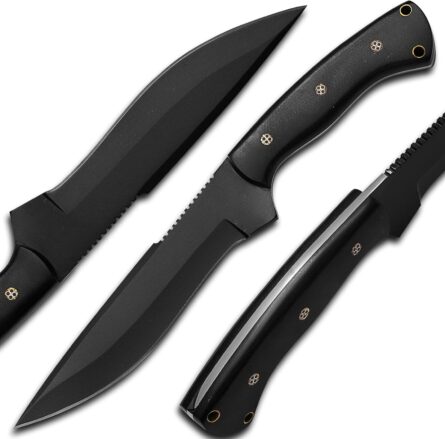 handmade high carbon steel hunting bowie knife with sheath mega blades