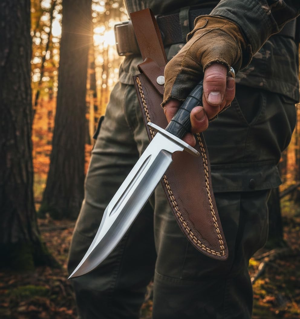 d2 handmade 13 inch bowie knife with micarta handle & sheath mega blades d2 handmade 13 inch bowie knife with micarta handle & sheath mega blades