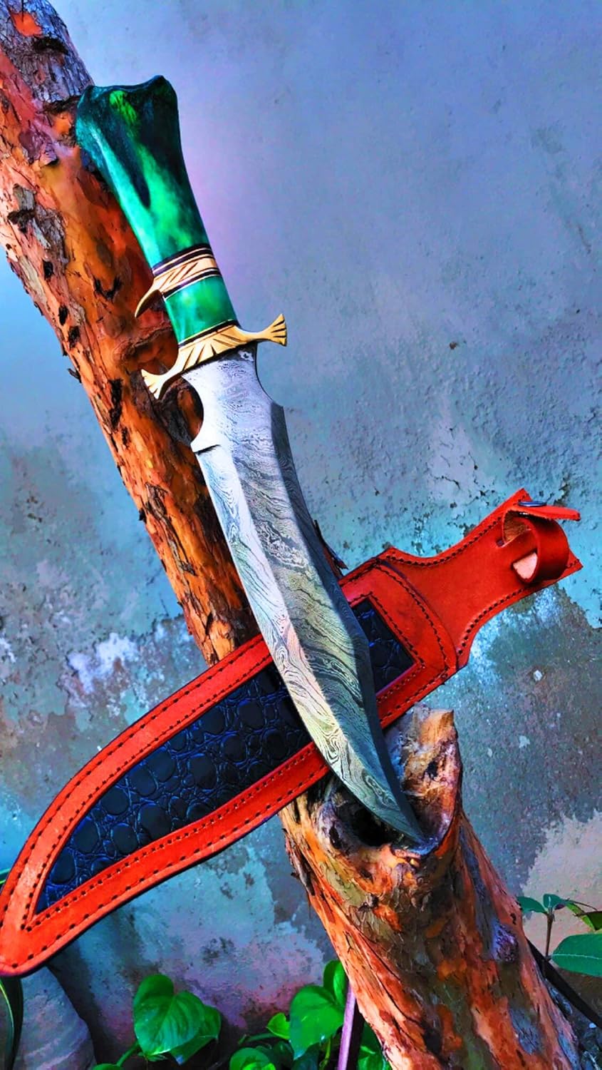 hand made damascus steel bowie knife with camel bone handle mega blades hand made damascus steel bowie knife with camel bone handle mega blades