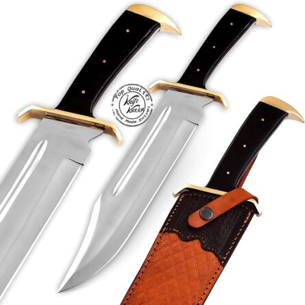 custom handmade western outlaw bowie knife with leather sheath mega blades