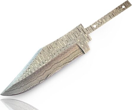 handmade damascus steel blade bowie knife blank heat treated b35 mega blades