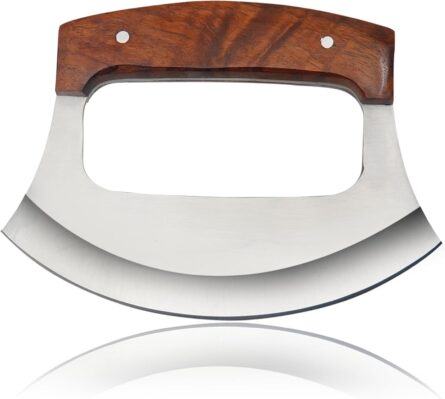 sc handmade ulu knife – mezzaluna hash knife for precise chopping mega blades