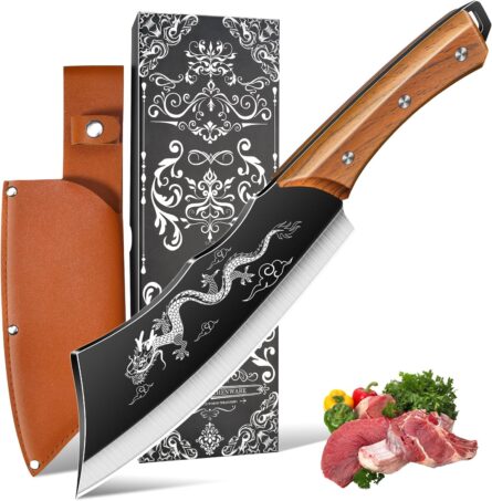 dragon cleaver knife – 8" heavy duty meat cleaver with sheath mega blades
