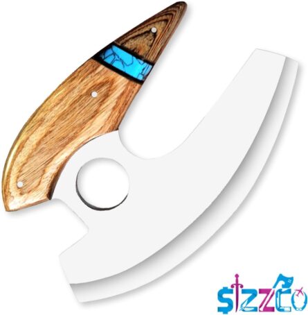 handmade d2 steel ulu knife alaskan style with leather sheath mega blades