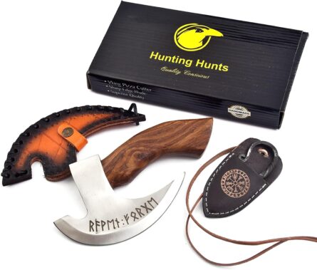 handmade viking pizza cutter with carbon steel axe blade mega blades