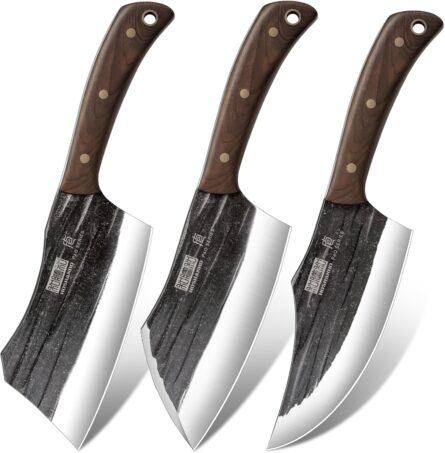 Home butcher knife set 3pcs heavy duty cleaver knives for meat mega blades