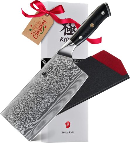 japanese vegetable cleaver knife vg10 damascus steel 7 inch mega blades
