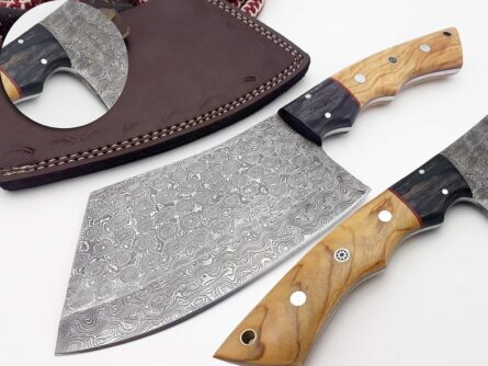 damascus butcher knife 11 inch full tang chef cleaver mega blades