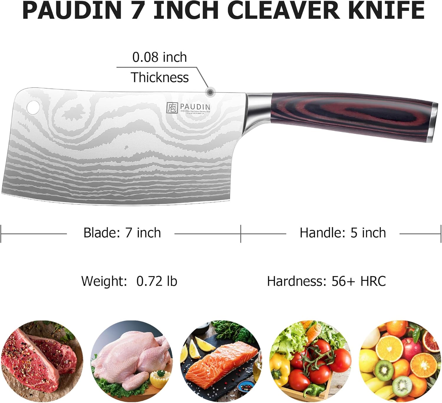 paudin meat cleaver knife 7 inch high carbon stainless steel mega blades paudin meat cleaver knife 7 inch high carbon stainless steel mega blades