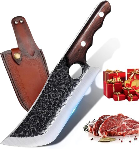drgskl hand forged meat cleaver knife – high carbon steel chef mega blades