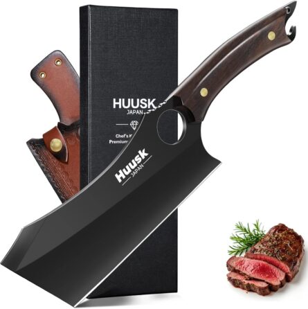 huusk cleaver knife 6.7 inch full tang meat chopper for kitchen mega blades