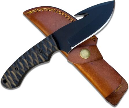 handmade guthook hunting knife with 1095 steel blade mega blades