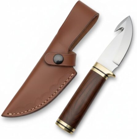 handmade hunting knife full tang gut hook with leather sheath mega blades