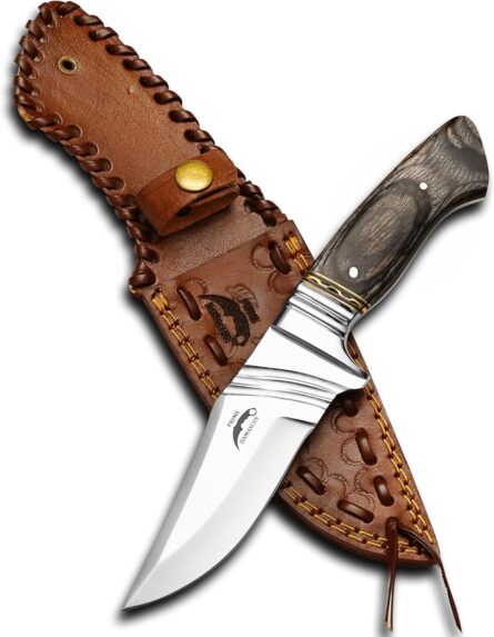 handmade skinning hunting knife with leather sheath full tang mega blades