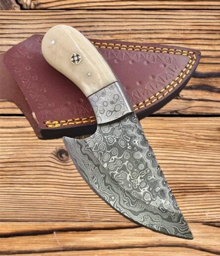 damascus steel hunting knife handmade bone handle with sheath mega blades