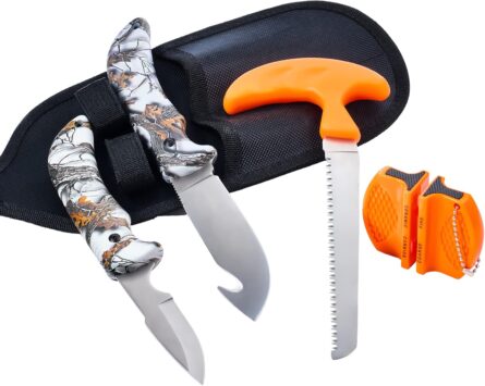 knine outdoors 4 piece hunting knife set with saw combo mega blades