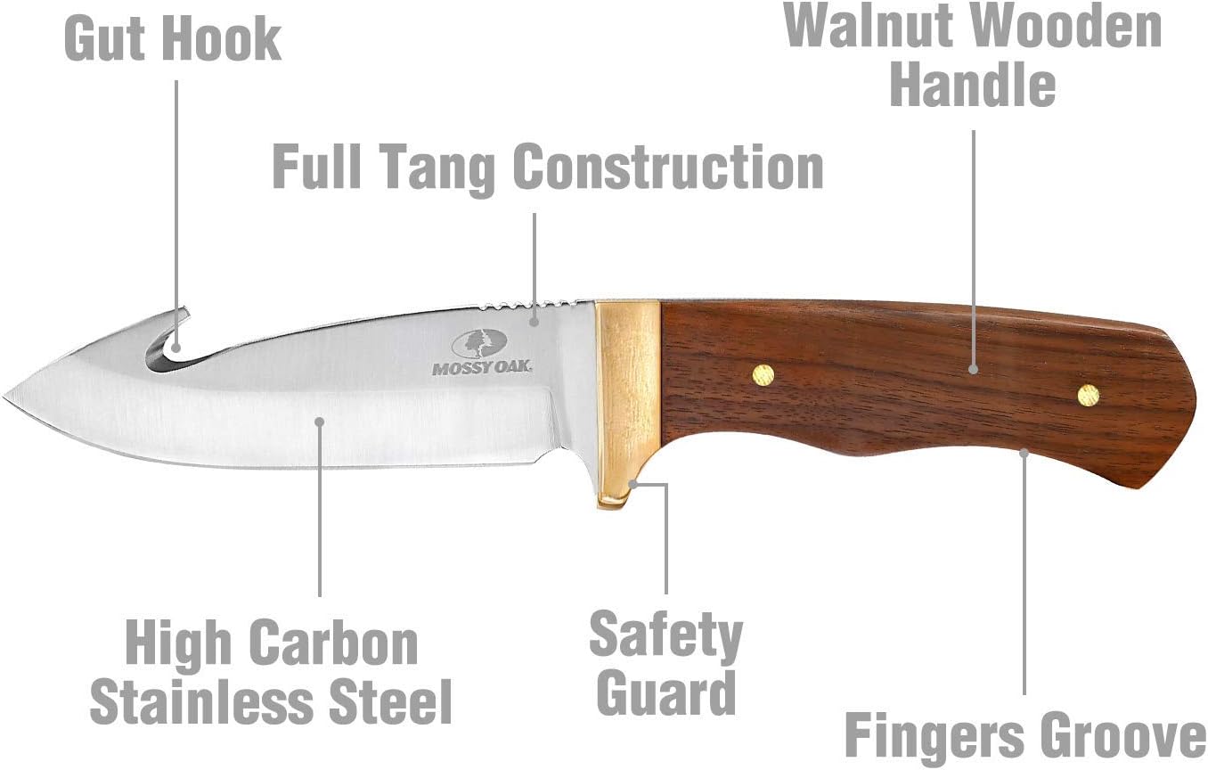 mossy oak gut hook hunting knife with wooden handle mega blades mossy oak gut hook hunting knife with wooden handle mega blades