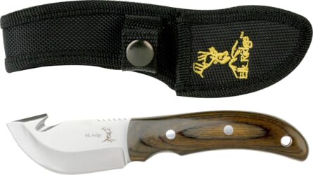 elk ridge fixed blade knife with gut hook & wood handle mega blades